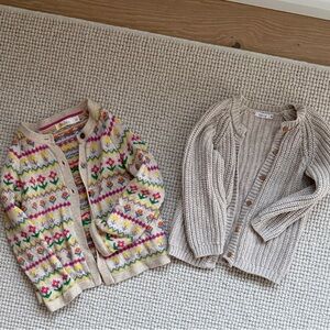 Mini Boden Colorful Patterned Cardigan and Neutral Cardigan